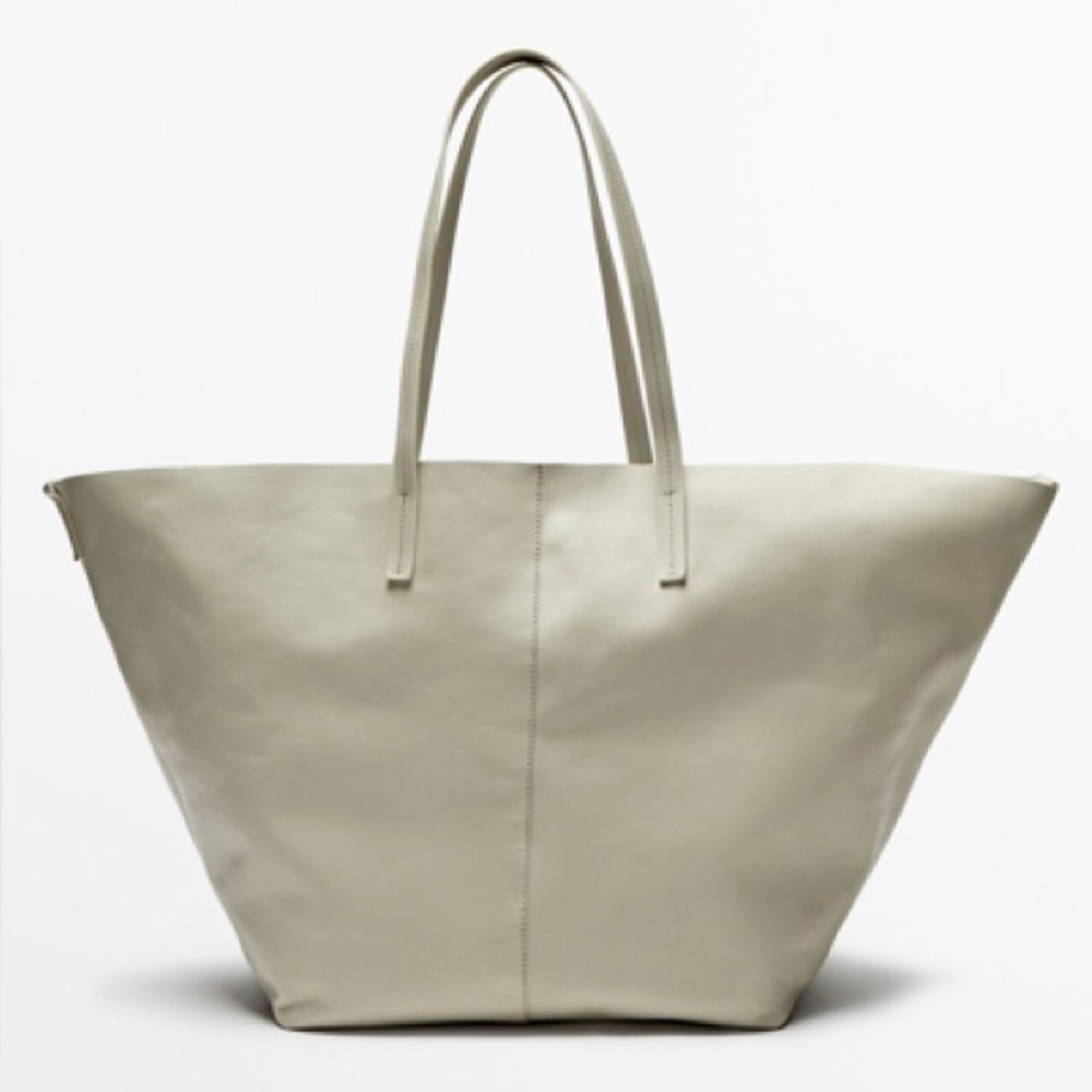 NWT. Massimo Dutti Nappa Leather Tote Bag.